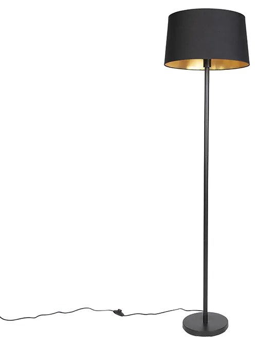 Lampada da terra moderna nera con paralume nero 45 cm - Simplo
