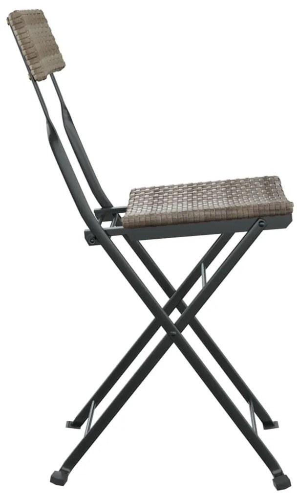Sedie pieghevoli da bistrò 2 pz grigie polyrattan e acciaio