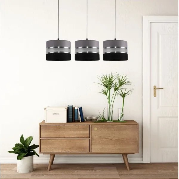 Lampadario a sospensione con filo CORAL 3xE27/60W/230V nero-grigio