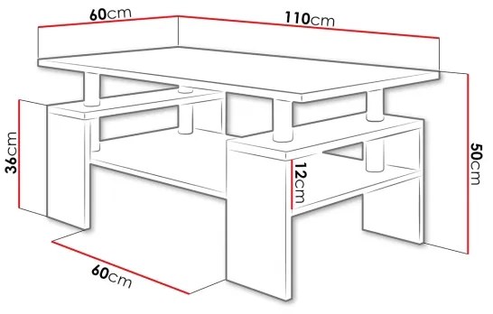 Tavolino CUBE 50x110 cm bianco