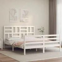 Giroletto con Testiera Bianco King Size in Legno Massello 3194902