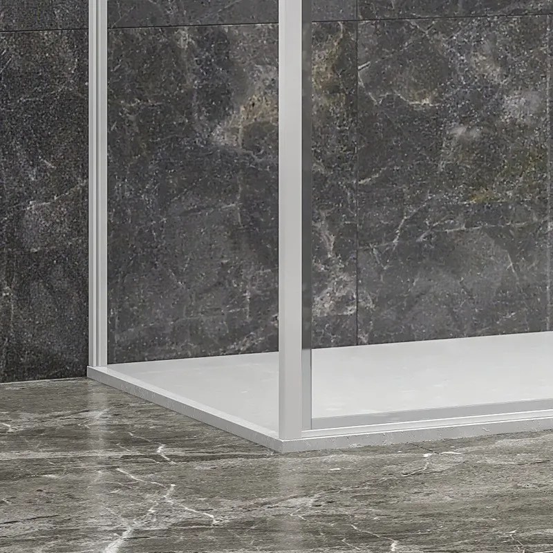 Kamalu - Box doccia 3 lati 90x100x90 scorrevole  telaio bianco | KLA-4000N