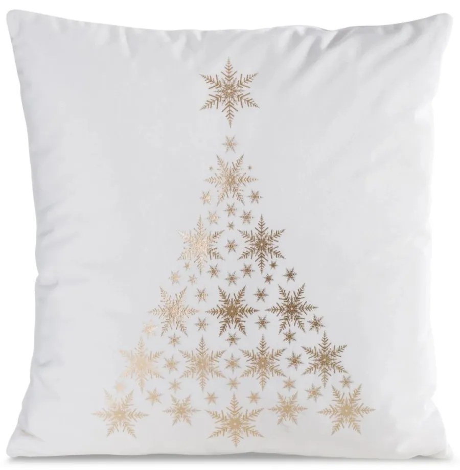 Copertina natalizia in velluto bianco con albero dorato Larghezza: 45 cm | Lunghezza: 45 cm