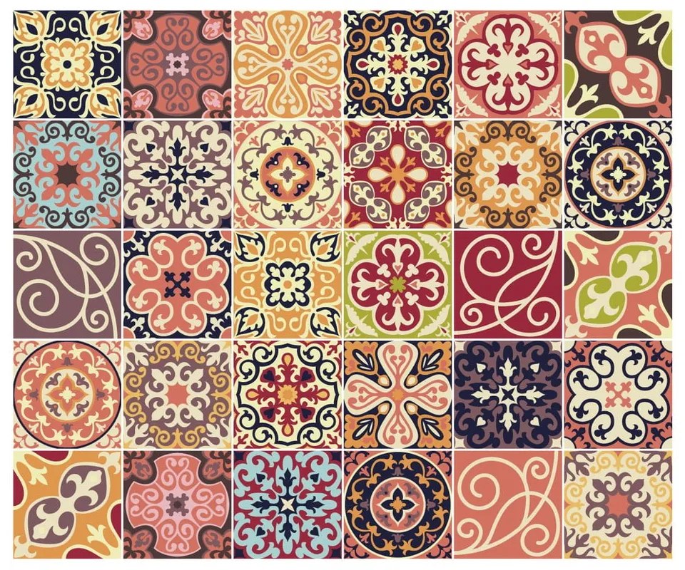 Set di 30 adesivi murali decorativi, 15 x 15 cm La Valette - Ambiance