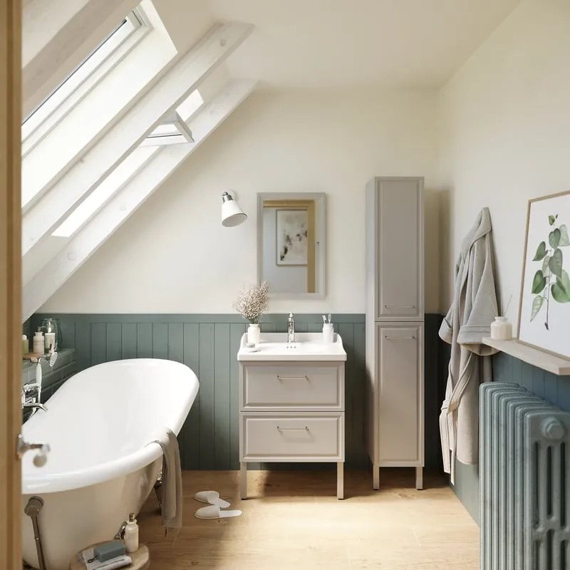 Mobile da bagno a terra sotto lavabo L 60 x H 57 x P 48.1 cm grigio verniciato opaco, 2 cassetti SENSEA Charm