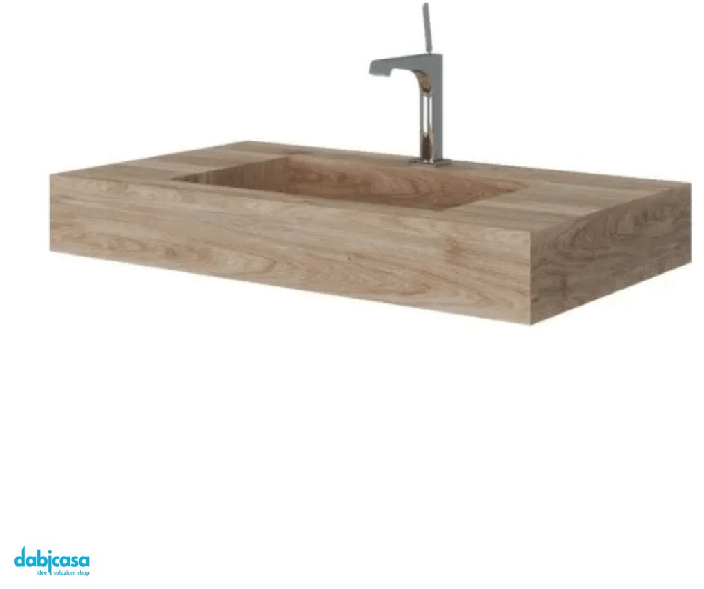 Lavabo Top "Savini Due" In Hpl Da 80 Cm C/Vasca Centrale Miele