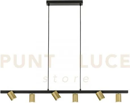 Lampadario a sospensione nizza nera e oro 6 luci attacco gu10 110x1...