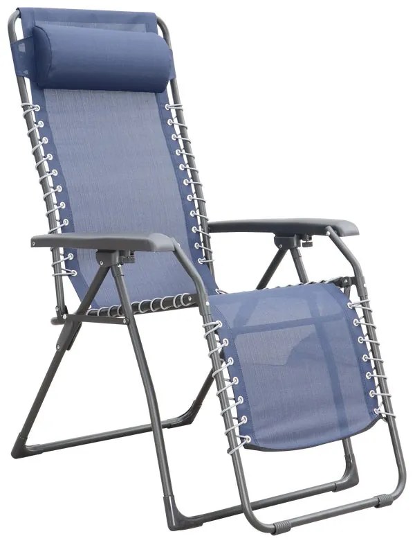 Sedia a sdraio da giardino con cuscino Relax Chair pieghevole con braccioli 1 posti in acciaio, seduta in textilene blu L 65 x H 116 x P 91 cm