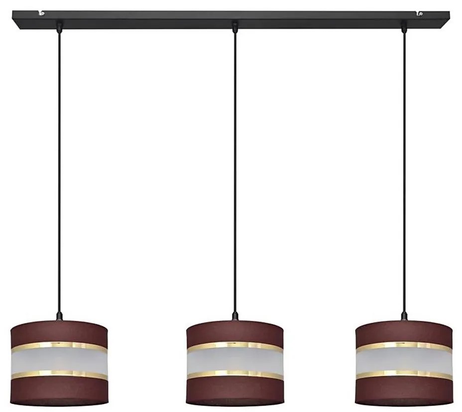 Lampadario a sospensione con filo HELEN 3xE27/15W/230V marrone/nero/oro