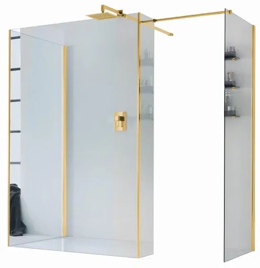 Box doccia walk-in Wens, vetro 6 mm, H 200 cm, profilo dorato