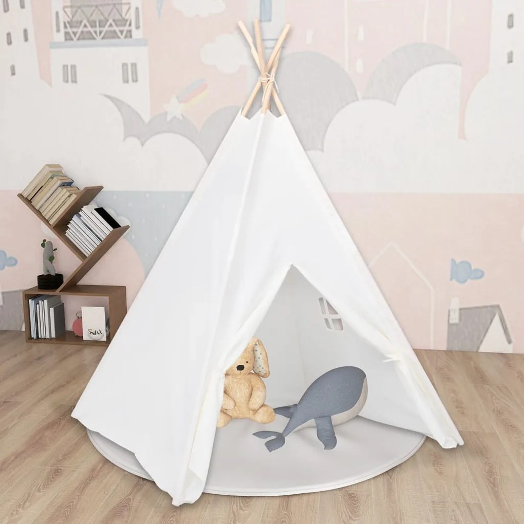 Tenda Tipi Bimbi Borsa Bianco Microfibra Strisce 120x120x150cm /