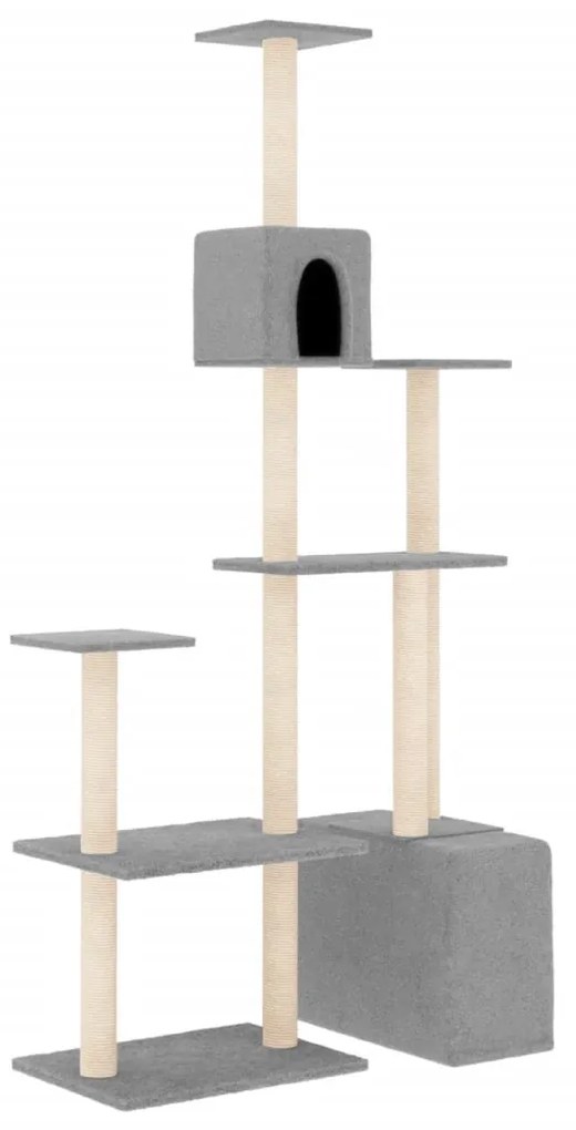 Albero per gatti con tiragraffi in sisal grigio chiaro 180 cm