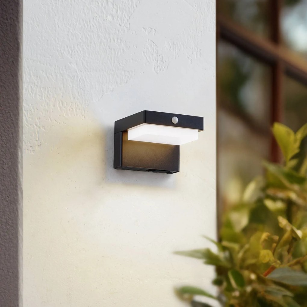 Lampada da parete solare a LED Eleazar di Lindby, nera, sensore, dimmerabile Lindby, Nero, Alluminio, Moderno, Lampada solare da esterni