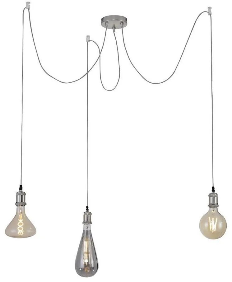 Leuchten Direkt 13571-55 - Lampadario a sospensione con filo DIY 3xE27/60W/230V ragno cromo opaco