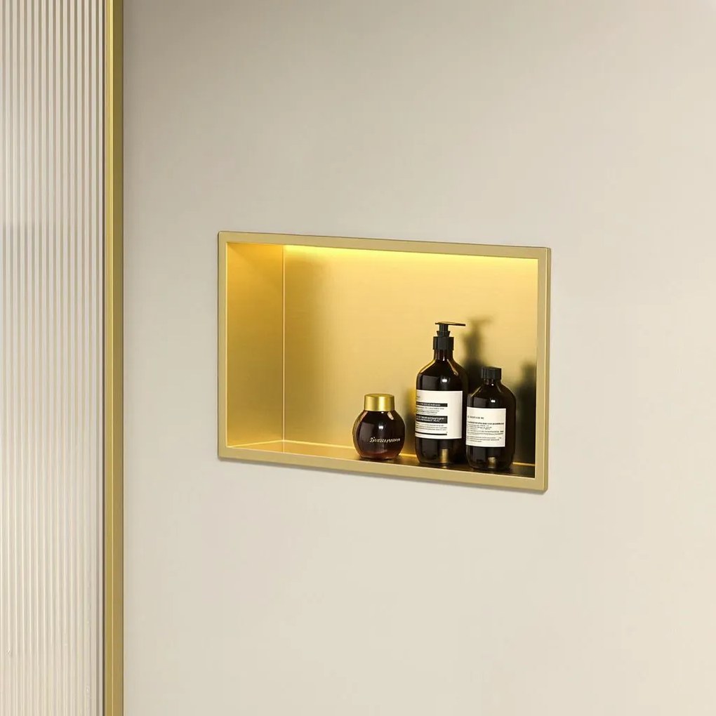MENSOLA BAGNO LED 30x45 brush gold