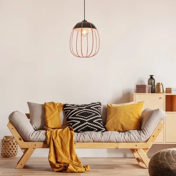 Rabalux 72034 - Lampadario a sospensione con filo SVENS 1xE27/60W/230V nero/arancione