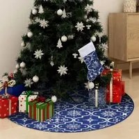 Gonna Albero Natale Raffinata con Calza Blu in Tessuto 90 cm 330278