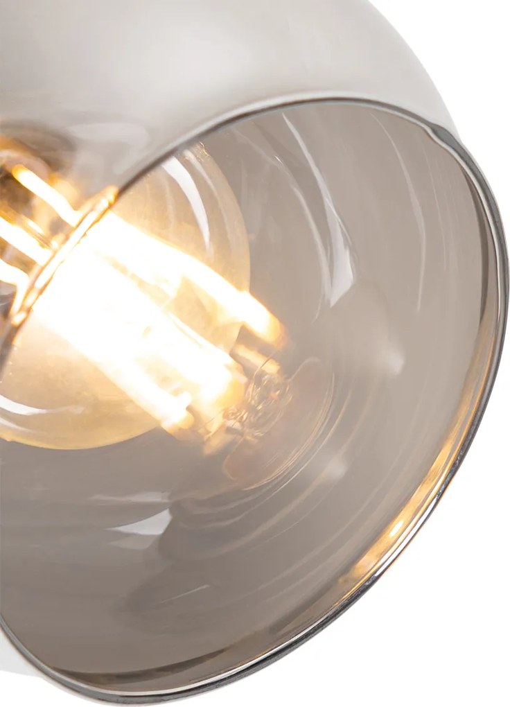 Faretto Art Déco nero con vetro fumé e legno - VIDRO