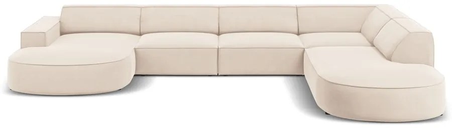 Divano angolare in velluto beige (a U) Jodie - Micadoni Home