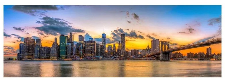 Stampa su tela Skyline New York al tramonto, bianco e nero 150 x 50 cm