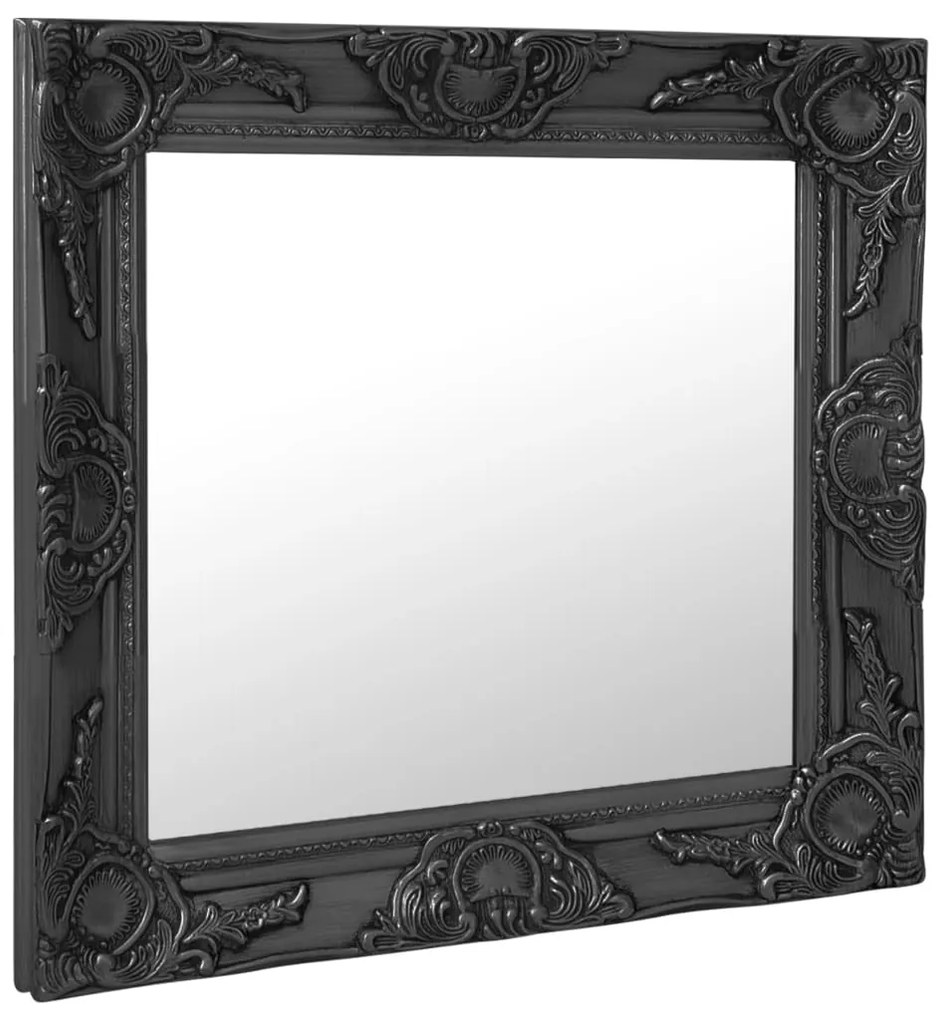 Specchio da Parete Stile Barocco 60x60 cm Nero