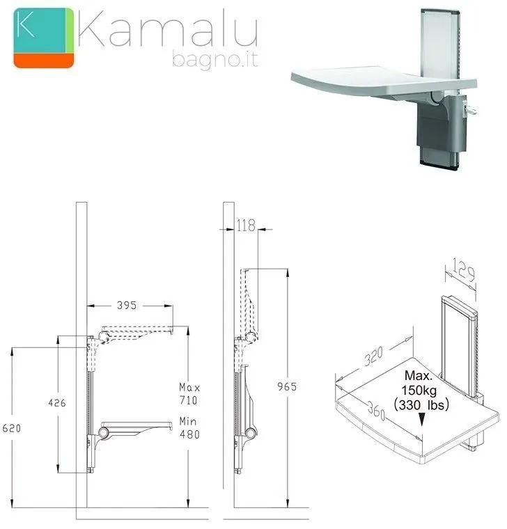 Kamalu - sedile doccia regolabile in altezza e ribaltabile sun-10
