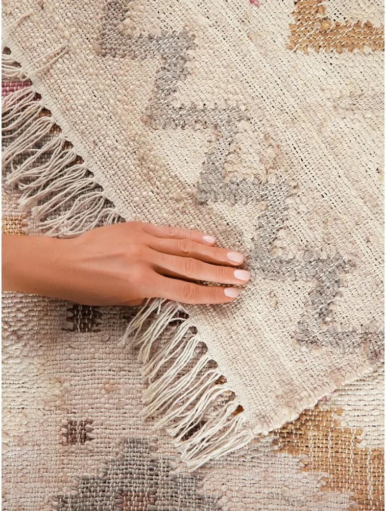 Tappeto color crema in iuta tessuto a mano 200x300 cm Roya Imani – Elle Decoration