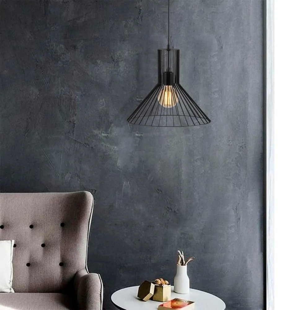 Lampadario nero con paralume in metallo ø 38 cm Fellini – Opviq lights