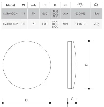 Plafoniera da bagno dimmerabile LED/30W/230V Ø 38 cm IP54