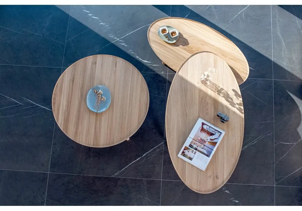 Tavolino rotondo in legno di quercia in colore naturale ø 100 cm Mu - Gazzda