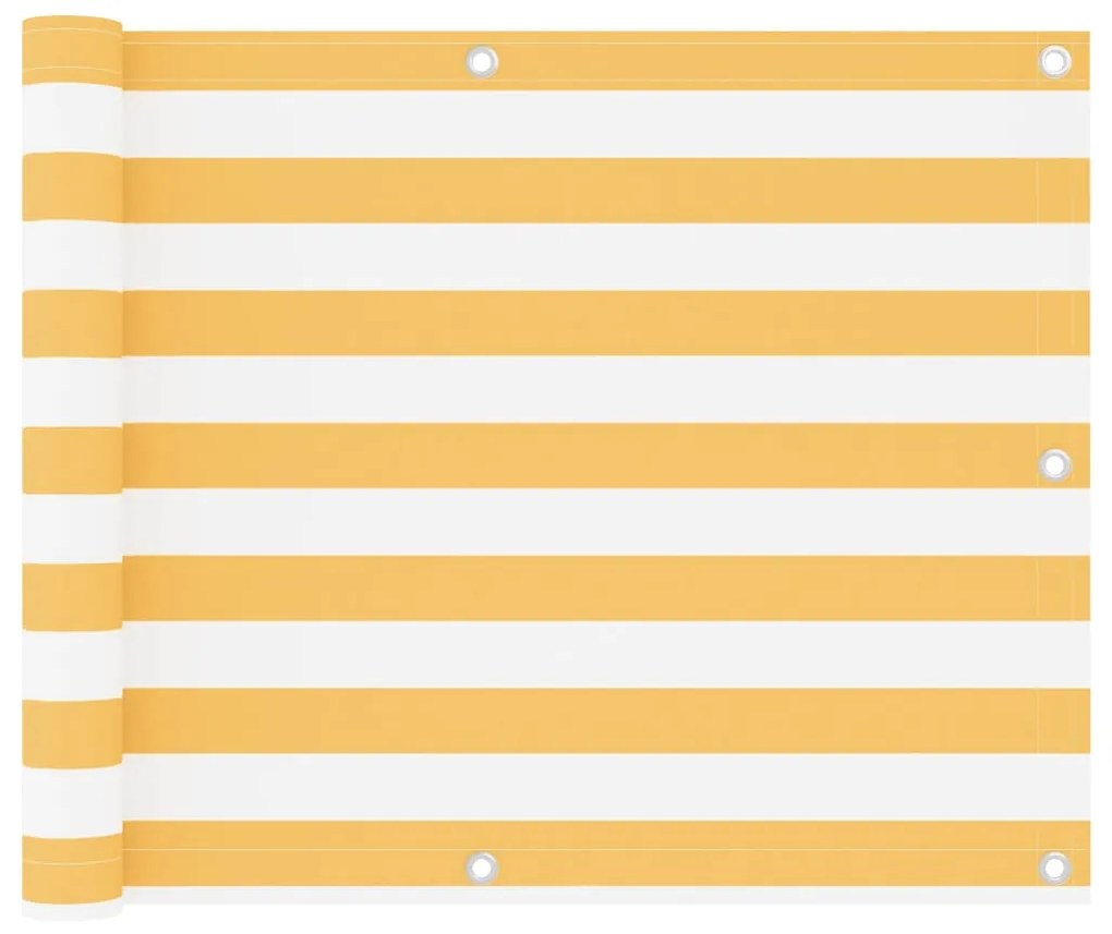 Paravento Da Balcone Bianco E Giallo 75x300 Cm Tessuto Oxford /