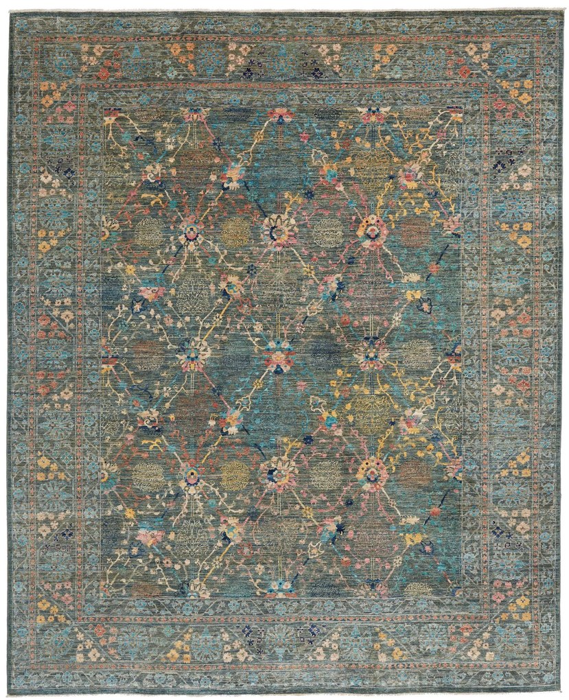 Samarkand Tappeto orientale 300 x 240 Verde (Pakistan) Annodato A Mano