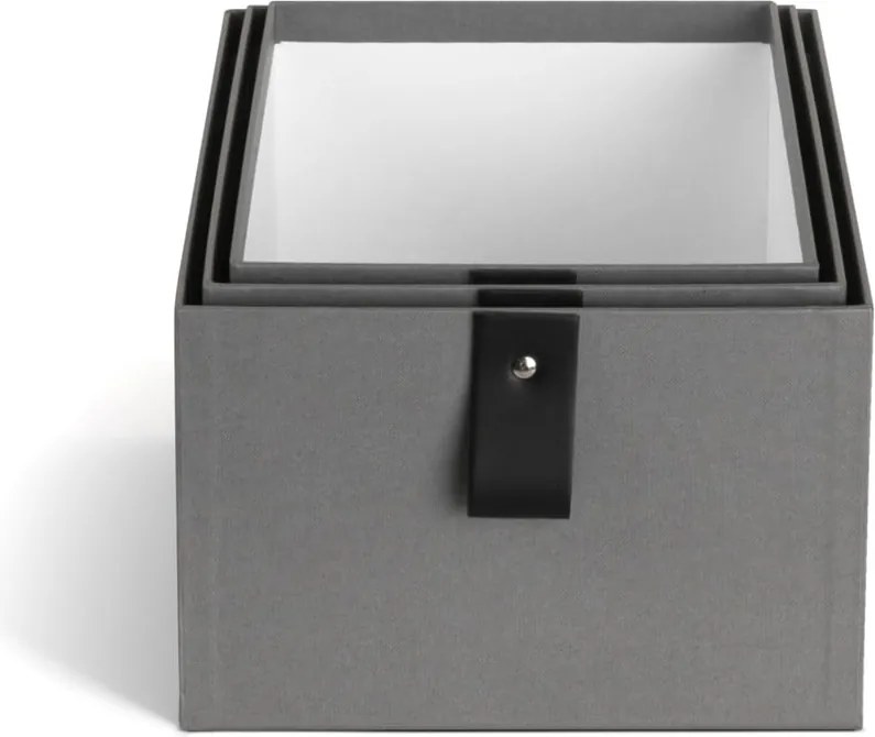 Scatole in set grigie in cartone 3 pz 20,5x29,5x14,5 cm Aston Paper Laminate – Bigso