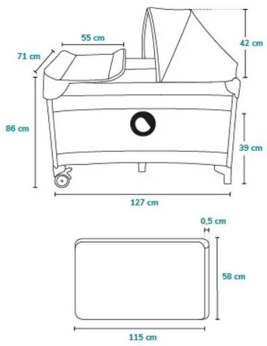 Lionelo - Lettino da viaggio SVEN PLUS grigio/giallo