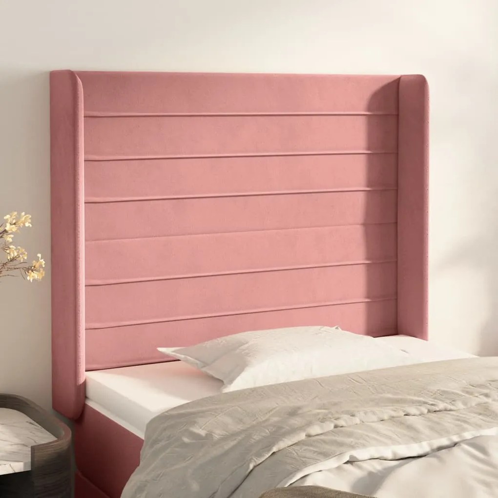 Testiera Ad Orecchio Nera 93x16x118/128 Cm İn Velluto /