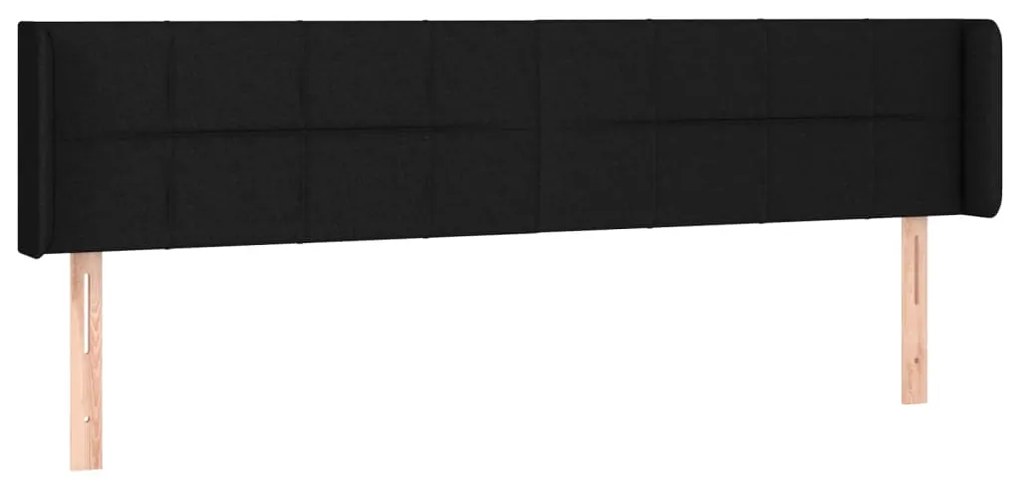 Testiera ad orecchio nera 203x16x78/88 cm in tessuto