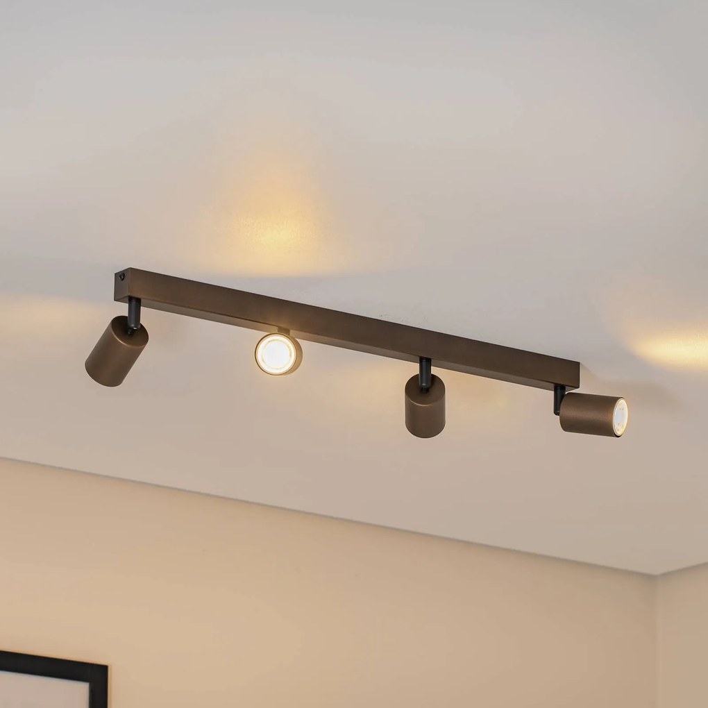 TK Lighting Faretto da soffitto Top, regolabile, marrone, lineare a 4 luci