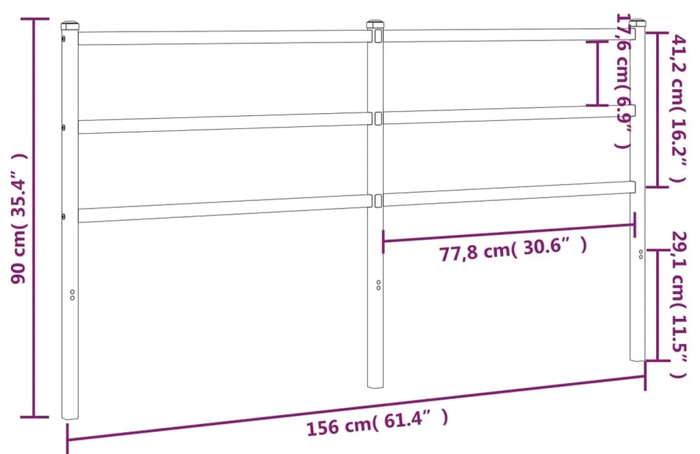 Testiera in metallo nero 150 cm