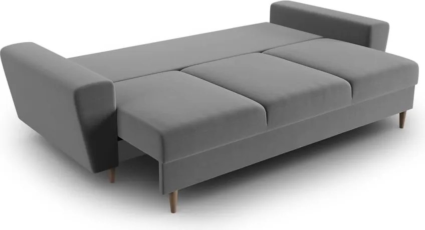 Divano grigio chiaro allungabile e con contenitore con rivestimento in velluto 235 cm Kyoto – Cosmopolitan Design