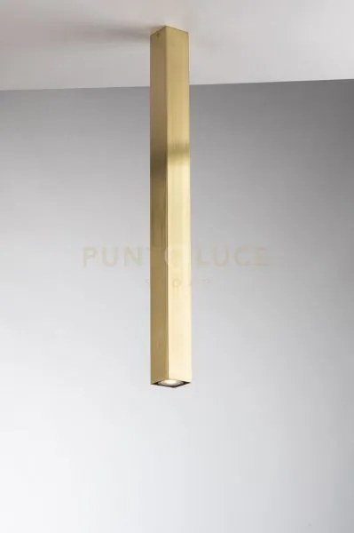 Plafoniera fluke quadrata oro 1 luce attacco gu10 6x6x75cm