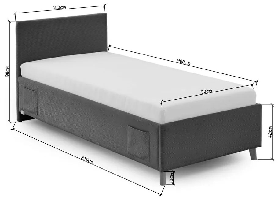 Letto da bambini rosa imbottito con contenitore con rete inclusa 90x200 cm Cool – Meise Möbel