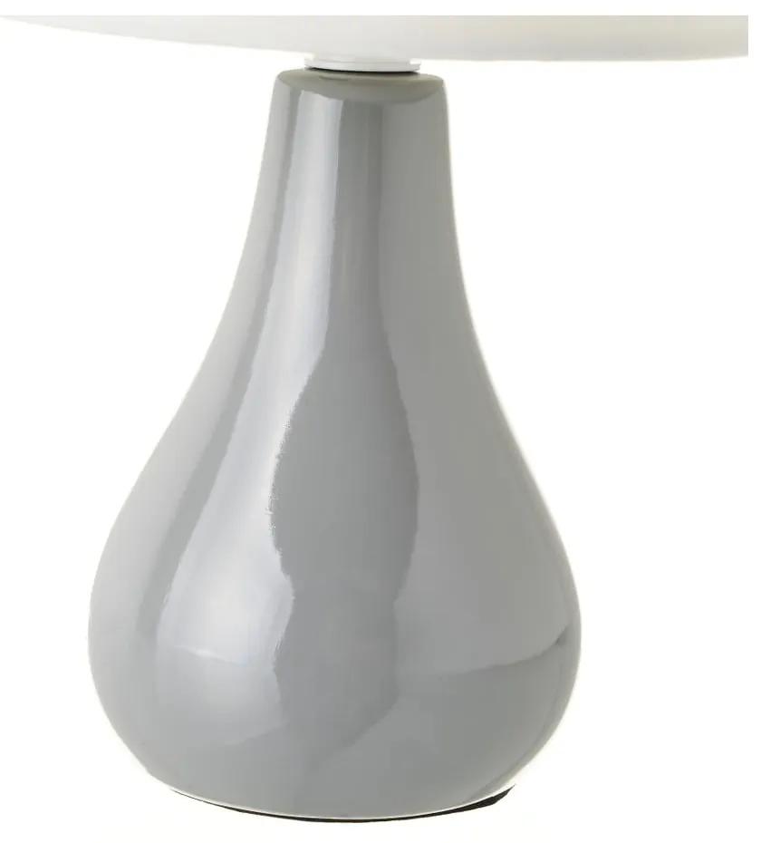 Lampada da tavolo in ceramica bianco-grigia con paralume in tessuto (altezza 26 cm) - Casa Selección