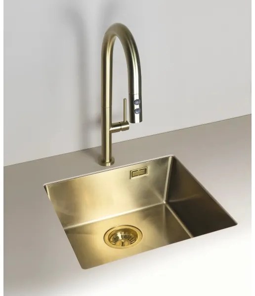 Deante BQO_R72M - Rubinetto lavello con doccetta estraibile OLFATO pettinato oro
