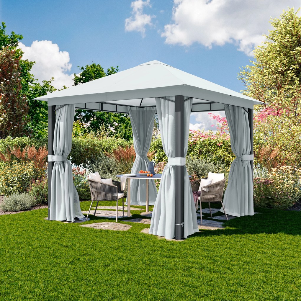 TOOLPORT Gazebo da giardino 3x3m, Softtop, 4 teli laterali, pietra - (300670)