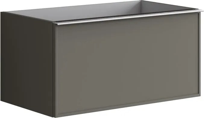 Mobile da bagno sospeso sotto lavabo Pixel frame 1 cassetto L 80 x H 40 x P 45.5 cm grigio laccato opaco, con maniglia alluminio brillante