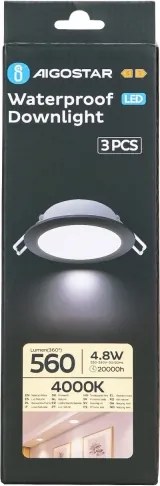 Aigostar-SET 3x Lampada da incasso da esterno LED LED/4,8W/230V 4000K IP65 nero