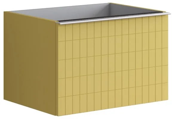 Mobile da bagno da fissare sotto lavabo L 60 x H 40 x P 45.5 cm giallo laccato, 2 cassetti Pixel grid