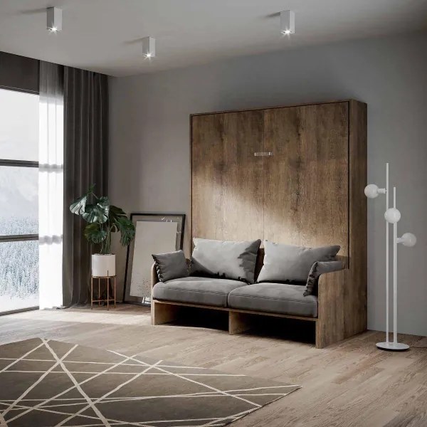 Letto matrimoniale a scomparsa 160 cm Noce KENTARO SOFŔ