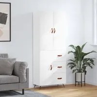 Credenza Bianco Lucido 69,5x34x180 cm in Legno Multistrato 3195877