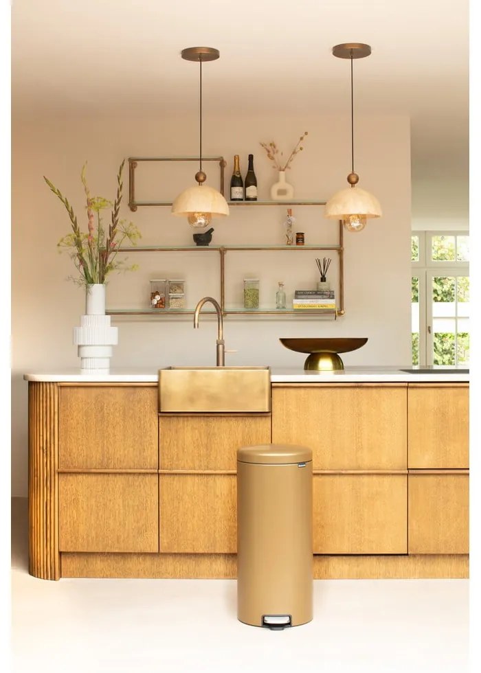 Cestino per la spazzatura color ottone in acciaio con pedale 30 l NewIcon – Brabantia